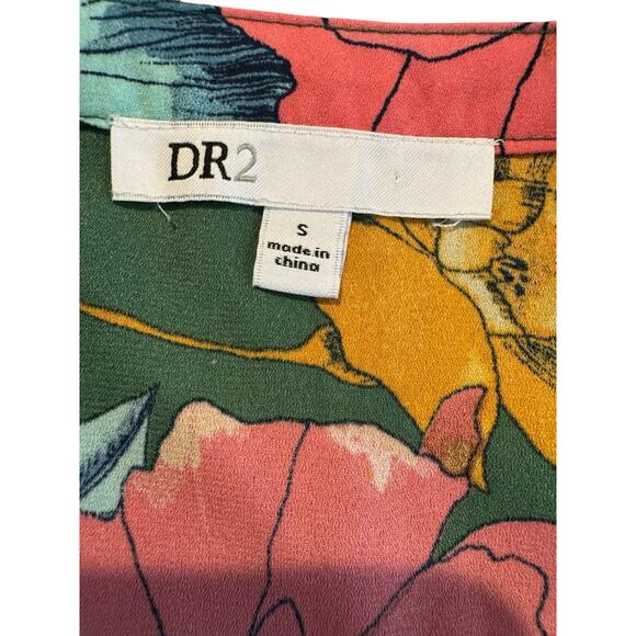 DR2 Green Floral Ruffle Sleeve Blouse Women’s Small V Neck Top Summer - Picture 4 of 10